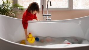 bathtub filled with toys