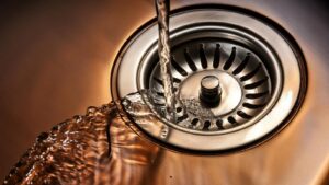 pouring water in sink drain