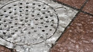 water draining in shower