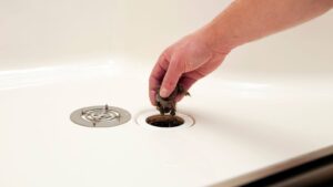 removing a ball of hair from a sink drain