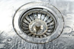 water draining in sink