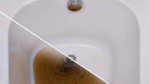 clogged tub drain before and after